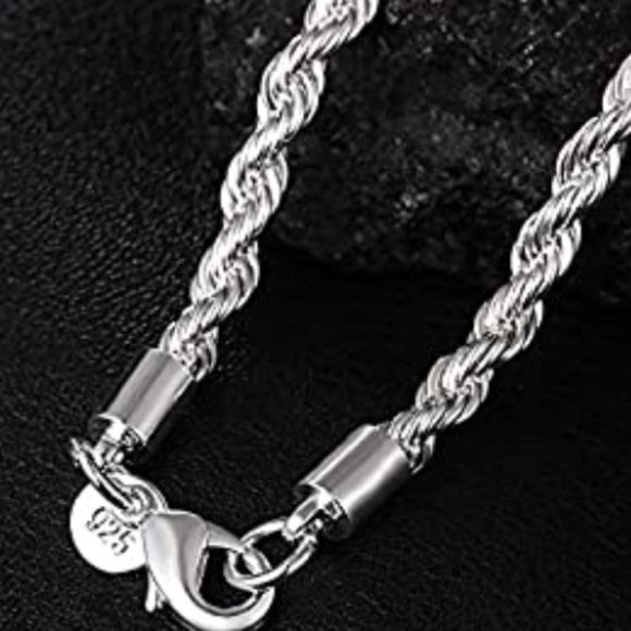 925 Sterling Silver Rope Necklace NWT - Picture 3 of 5